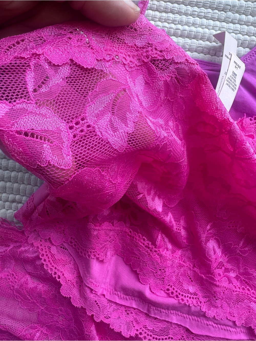 Victoria’s Secret Cami + Lace Shorts Pajama Set Magenta Pink NWT L/XL - Picture 9 of 9
